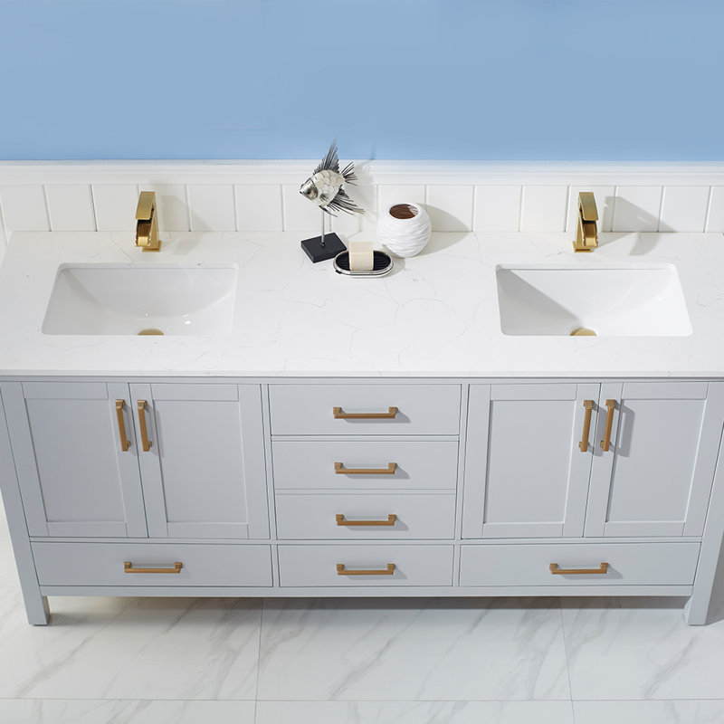 Everly Quinn Ryland 72'' Double Bathroom Vanity with Stone Top